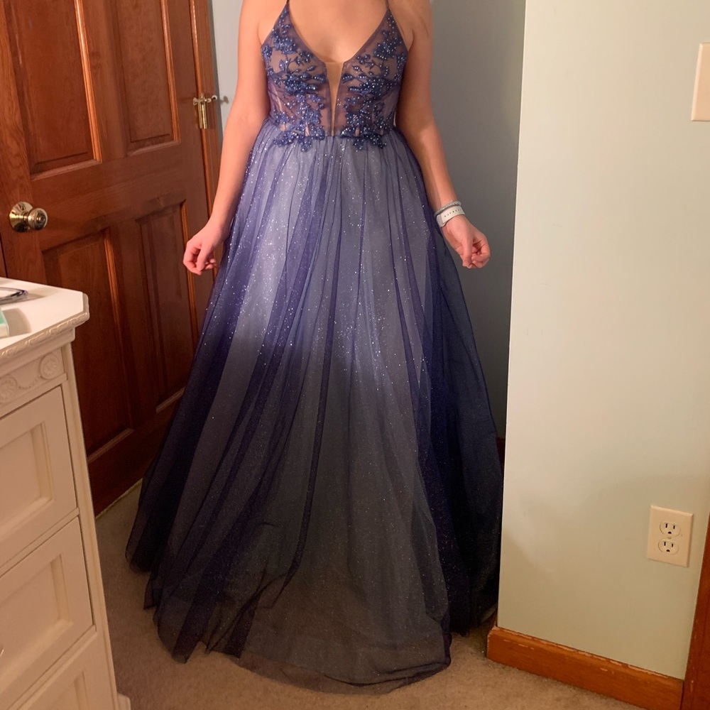 Prom Gown, size 0, sparkley blue ball gown